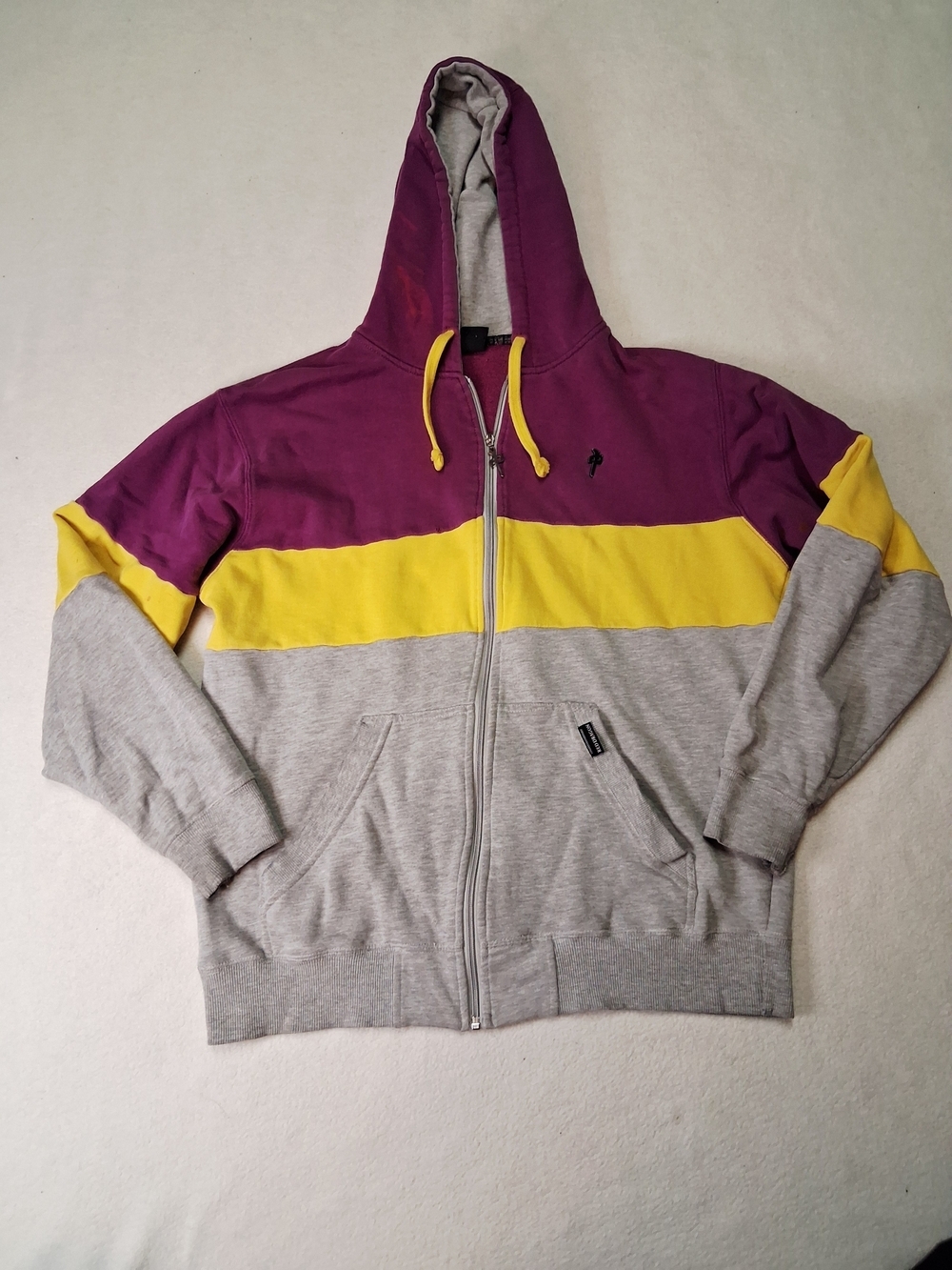 4/20$ RDS Red Dragon Men's Colorblock Zip-Up Hoodie in Purple, Yellow & Gray